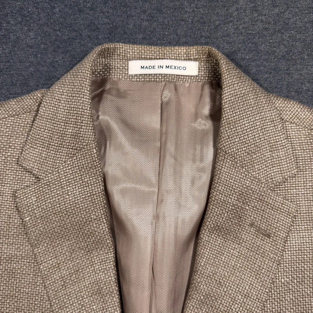 Joseph Abboud Blazer Men 39R Tan Linen Wool Summer Blend Fabric Tailored Fit
